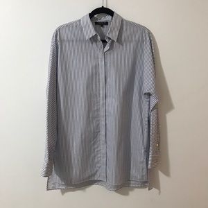 Metallic Thread Striped Cotton Blouse